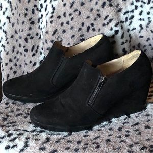 Nicole Women’s Black Suede Wedge Ankle Boot